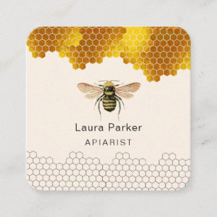 Carte De Visite Carré Miel apiculteur Honeycomb Apiariste apiculteur d'o