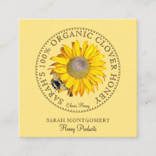 Carte De Visite Carré Miel Bee Flower Produits de miel