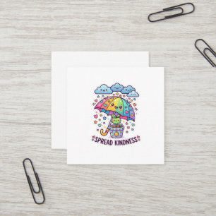 Carte De Visite Carré Mignon parapluie Kawaii pour répandre la gentilles