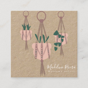 Carte De Visite Carré Mignonne Artiste Macrame Conception artisanale Pla