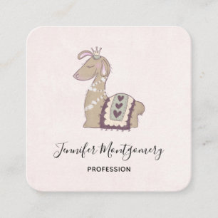 Carte De Visite Carré Mignonne Llama Princesse portant une couronne
