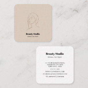 Carte De Visite Carré Mini-visage logo cheveux beauté maquillage neutre