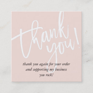 Carte De Visite Carré MINIMAL LOGO simple bordure rose pâle merci
