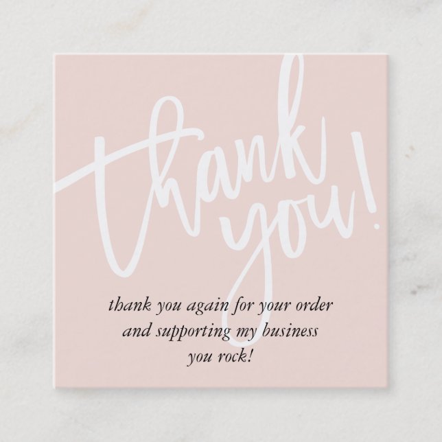 Carte De Visite Carré MINIMAL LOGO simple bordure rose pâle merci (Devant)