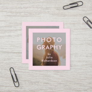 Carte De Visite Carré Minimal rougissent   deux photos pour des