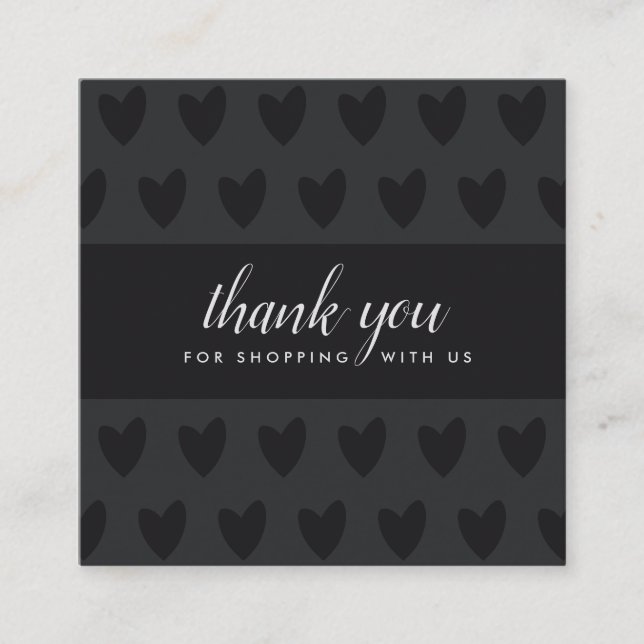 CARTE DE VISITE CARRÉ MINIMAL SIMPLE COEUR BLANC NOIR MERCI LOGO (Devant)