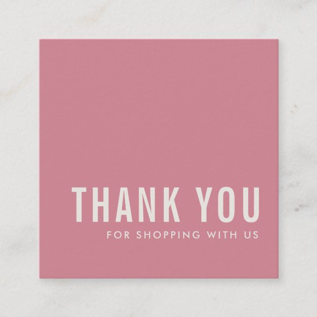 CARTE DE VISITE CARRÉ MINIMAL SIMPLE ÉLÉGANT MERCI ROSE DUSKY CANDY (Devant)