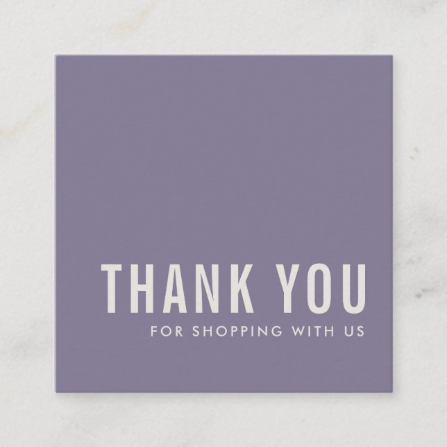 CARTE DE VISITE CARRÉ MINIMAL SIMPLE LAVENDER LILAC PURPLE MERCI (Devant)