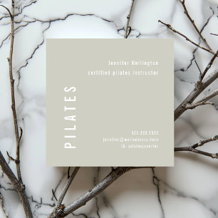 Carte De Visite Carré Minimal simple Pastel Grey Pilates Vert Fitness
