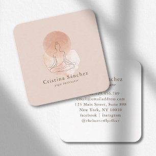 Carte De Visite Carré Minimalisme femme yoga méditation en art linéaire