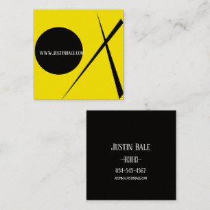 Carte De Visite Carré Minimalisme moderne Art Abstrait Jaune Noir