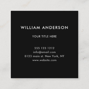 Carte De Visite Carré Minimalist Professional Corporate Black And White 