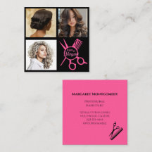 Minimalist Scissors Pink Black Photo Hair Salon