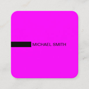 Carte De Visite Carré Minimaliste moderne élégant Fuchsia & Black