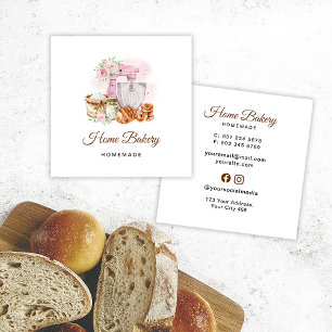 Carte De Visite Carré Mixer rose Boulangerie de pain