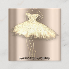 Carte De Visite Carré Mode Beauté Robe personnalisée QR Logo Rose Blush