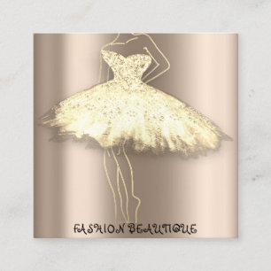 Carte De Visite Carré Mode Beauté Robe personnalisée QR Logo Rose Blush
