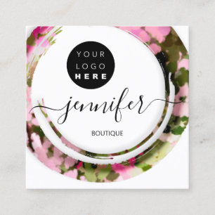 Carte De Visite Carré Mode Boutique Militaire Rose Logo