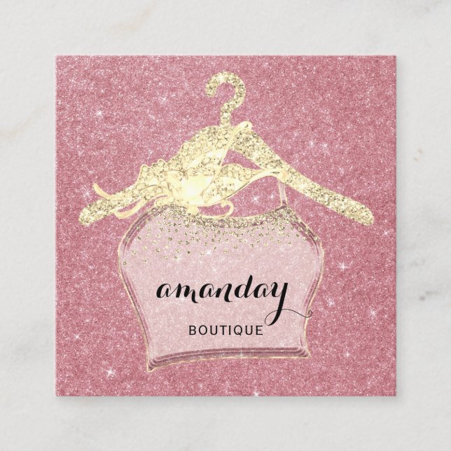 Carte De Visite Carré Mode Porte-manteau Boutique Code QR Logo (Devant)