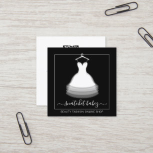 Carte De Visite Carré Mode Styliste Événement Robe Code QR Logo Noir