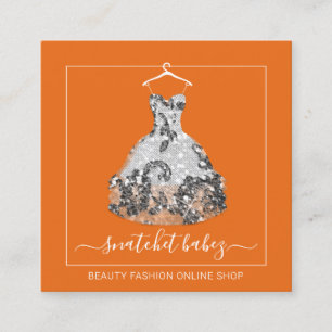 Carte De Visite Carré Mode Styliste Événement Robe Code QR Logo Rack Gri