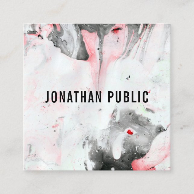 Carte De Visite Carré Modèle Abstrait Noir Rouge Blanc (Devant)