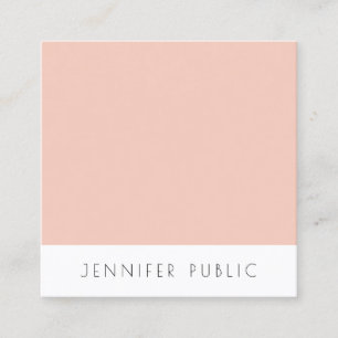 Carte De Visite Carré Modèle Blush Pink Blanc Moderne Simple Élégant