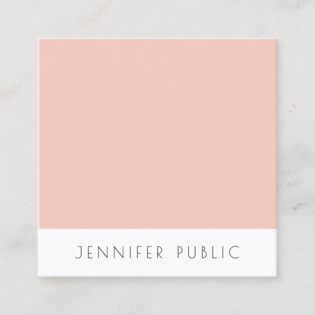 Carte De Visite Carré Modèle Blush Pink Blanc Moderne Simple Élégant (Devant)