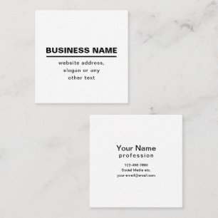 Carte De Visite Carré Modèle de nom commercial moderne en gras   B&W