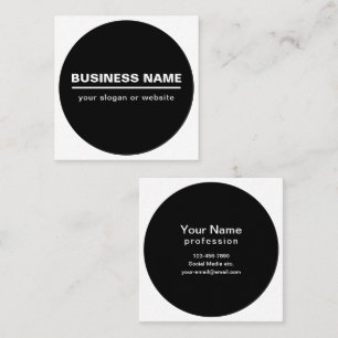 Carte De Visite Carré Modèle de nom commercial moderne en gras   B&W