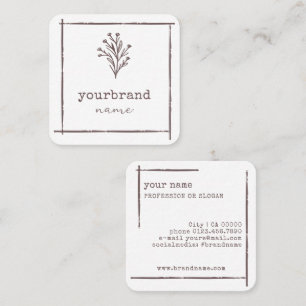 Carte De Visite Carré Modèle d'image Floral Rustique Flower