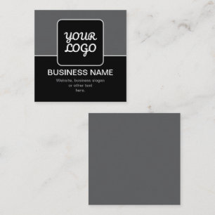 Carte De Visite Carré Modèle moderne pour votre logo Noir Gris & Blanc