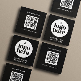 Carte De Visite Carré Modern Black Minimal QR Code Logo