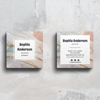 Carte De Visite Carré Modern Blush & Cream Marble Square Business Card