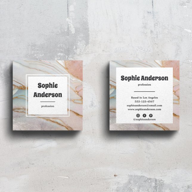 Carte De Visite Carré Modern Blush & Cream Marble Square Business Card (Créateur téléchargé)