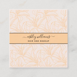 Carte De Visite Carré Modern Botanical Blush Black Script Name Square