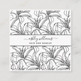 Carte De Visite Carré Modern Botanical Blush Black Script Name Square