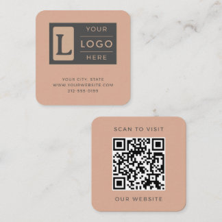 Carte De Visite Carré Modern Dusty Rose QR Code Minimalist Custom Logo