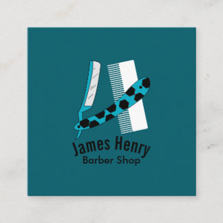 Carte De Visite Carré Modern Elegant Razor Barber Square Business Card