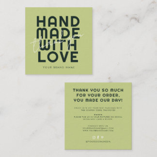 Carte De Visite Carré Modern handmade with love thank you