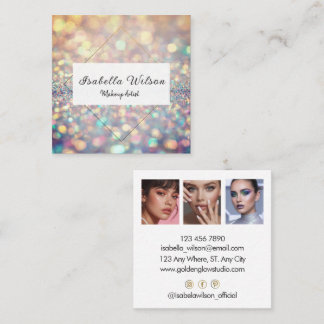 Carte De Visite Carré Modern Holographic Makeup Artist Glitter