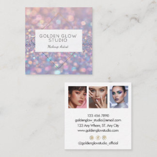 Carte De Visite Carré Modern Holographic Makeup Artist Rainbow Glitter
