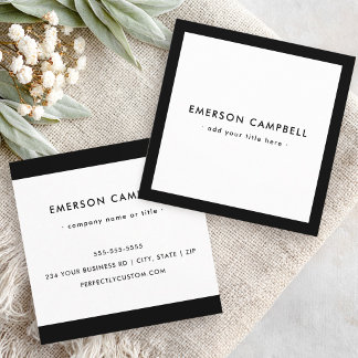 Carte De Visite Carré Modern minimal black border elegant professional