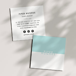 Carte De Visite Carré Modern Minimalist Square Business Cards   Aqua