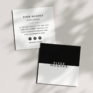 Carte De Visite Carré Modern Minimalist Square Business Cards   Black