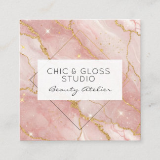 Carte De Visite Carré Modern Rose Gold Quartz Beauty Salon