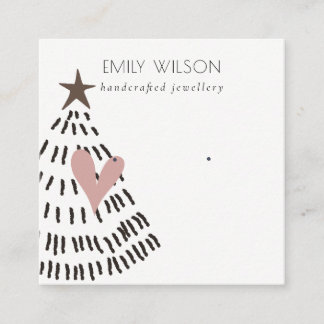 Carte De Visite Carré Modern Scandi Christmas Tree Heart Earring Logo