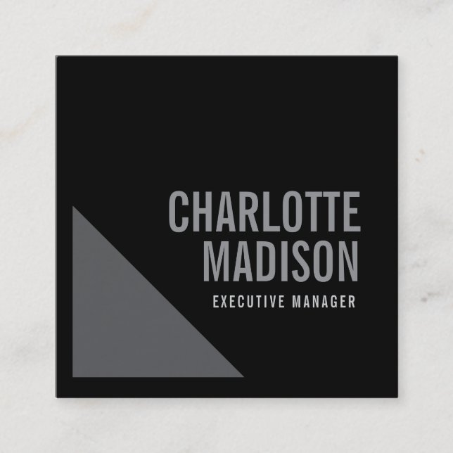 Carte De Visite Carré Modern Simple Black Grey Trendy Minimalist Plain  (Devant)
