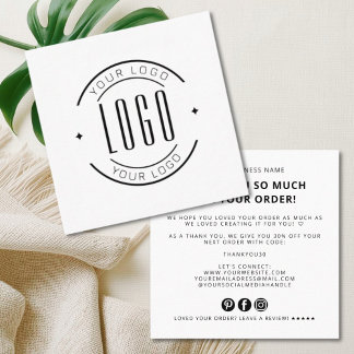Carte De Visite Carré Modern thank you for your order simple logo