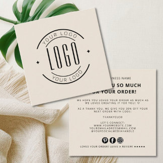 Carte De Visite Carré Modern thank you for your order simple logo